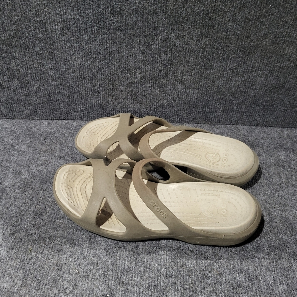 Crocs Swiftwater slide Sandal Brown Slip On Sz 10 Comfort - Picture 3 of 6